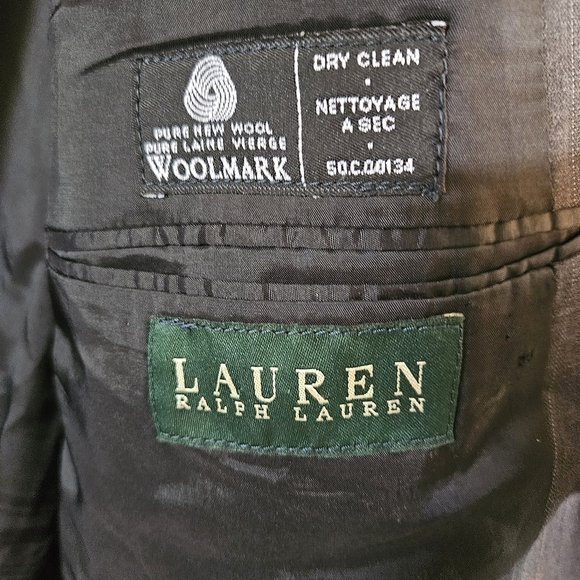 Lauren Ralph Lauren 100% Wool 2 Button Charcoal Pinstripe Jacket Made in Canada - Picture 3 of 16